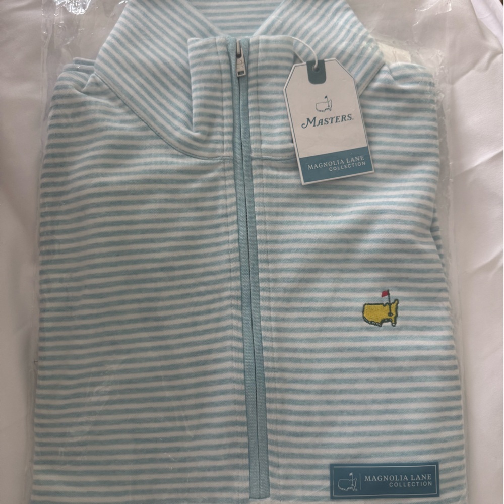 Magnolia Lane Masters Blue and White Striped Pullover NWT